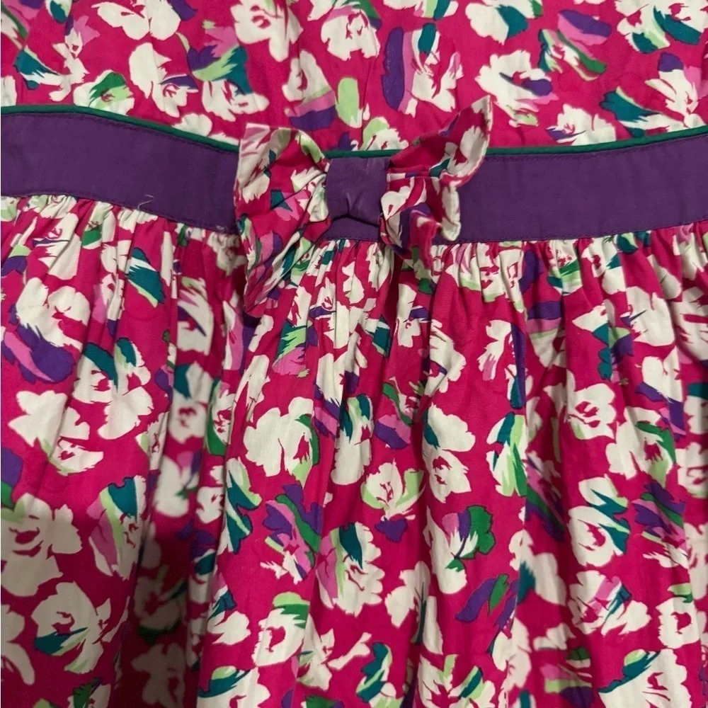 Pink and Red Puff Sleeve Sundress with Scoop Neck